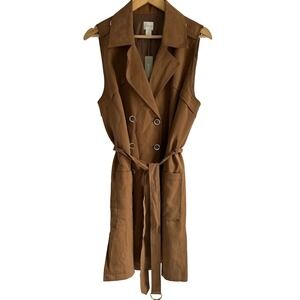 Chico’s Women’s Size 2‎ /US 12 Large Brown Safari Long Line Vest Dress New